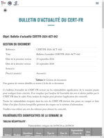 The CERT-FR bulletin addresses significant vulnerabilities of the past week