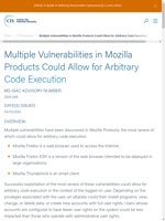  Multiple vulnerabilities in Mozilla products could lead to arbitrary code execution
    