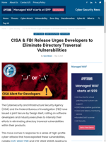  CISA & FBI urge eliminating directory traversal vulnerabilities in software development
    
