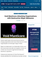  Void Manticore conducts destructive wiper attacks on organizations
    