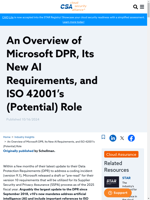 Microsoft's latest update to their Data Protection Requirements includes important AI requirements and references to ISO 42001