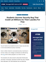  Students uncover security bug allowing free laundry
    