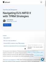  Leveraging TPRM Strategies for MiFID II compliance
    