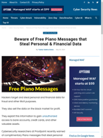  Beware of Free Piano Messages that Steal Personal Financial Data
    