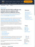  2024 ISO and CSA STAR certificates now available with additional AWS Regions and services
    