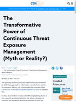  Continuous Threat Exposure Management is a proactive cyber risk management paradigm
    