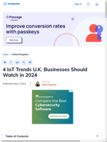  Compliance with the PSTI Act increased connectivity through narrowband IoT AI-enhanced IoT performance and new memory technologies are key trends for UK businesses in 2024
    