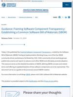 CISA published a guide on Software Bill of Materials (SBOM) transparency