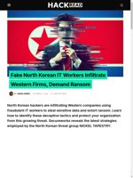 North Korean hackers pose as fake IT workers to infiltrate Western firms and demand ransom