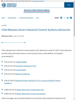  CISA released seven Industrial Control Systems advisories
    