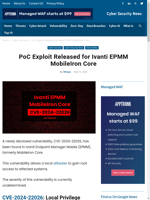  A PoC exploit for Ivanti EPMM MobileIron Core has been released
	