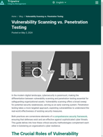  Vulnerability scanning offers broad security sweep while penetration testing takes targeted approach to exploit security vulnerabilities
    