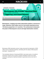 Blocksquare Hits $100M Tokenized RWA Triggering Launchpad Release