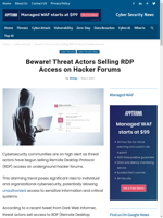  Threat actors are selling RDP access on hacker forums posing significant cybersecurity risks
    