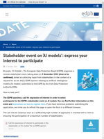  Participate in a stakeholder event on 'AI models' organized by the European Data Protection Board
    