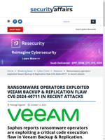  Ransomware operators exploited Veeam Backup & Replication flaw CVE-2024-40711 in recent attacks
    