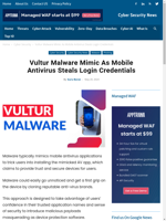  Vultur malware mimics mobile antivirus to steal login credentials
    