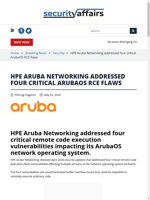  HPE Aruba Networking addressed four critical ArubaOS RCE flaws
    