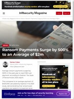  Ransom payments surge by 500% to an average of $2m
    