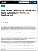  NIST awards $3 million for cybersecurity workforce development
    