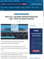  UK law prohibits weak default passwords for smart devices like '1234'
    