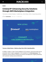  Criminal IP available on AWS Marketplace for enhancing security solutions
    