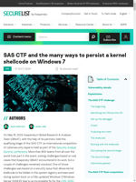 Kernel shellcode persistence technique used in APT attacks and a SAS CTF challenge