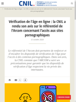 La CNIL a rendu son avis sur le référentiel de l’Arcom pour la vérification de l'âge en ligne