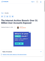  Over 31 million user accounts exposed in The Internet Archive breach
    