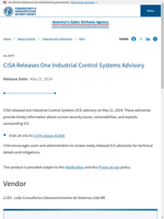  CISA released one Industrial Control Systems advisory on May 21 2024
    