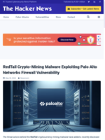  RedTail cryptocurrency mining malware exploits Palo Alto Networks firewall vulnerability
    