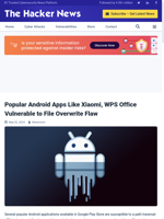 Several popular Android apps like Xiaomi and WPS Office are vulnerable to a file overwrite flaw
    