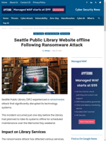 Seattle Public Library website offline due to ransomware attack