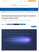  Siemens Simatic Energy Manager had a deserialization flaw patched in 2022 allowing RCE
    
