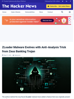 ZLoader Malware evolves with anti-analysis trick from Zeus Banking Trojan