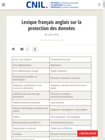  Lexique français anglais sur la protection des données
    