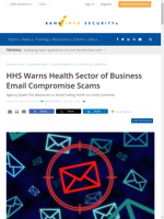 HHS warns health sector of email compromise scams
    